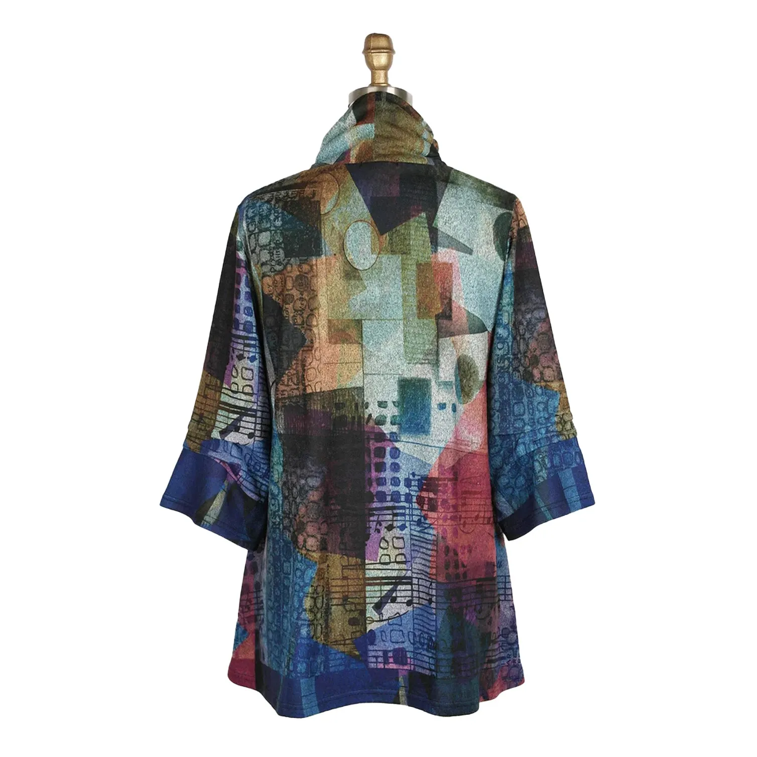 Damee Musical Notes Sweater Knit Tunic in Blue/Multi - 9218