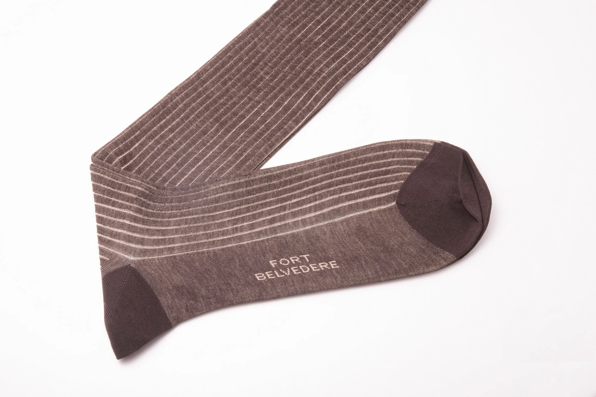 Dark Brown & Beige Shadow Stripe Cotton Socks