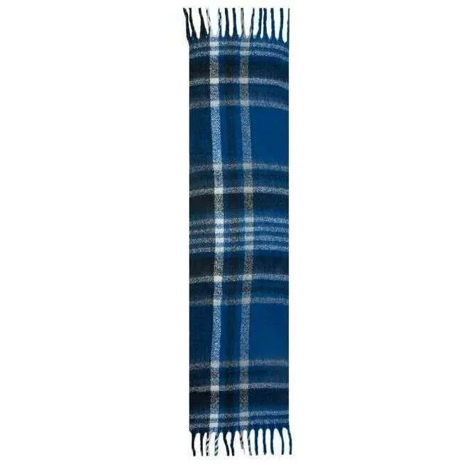 Dents Plaid Check Tassel Scarf - Cobalt Blue