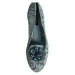 Dolce & Gabbana Blue Lace Crystal Ballet Flats Loafers Shoes