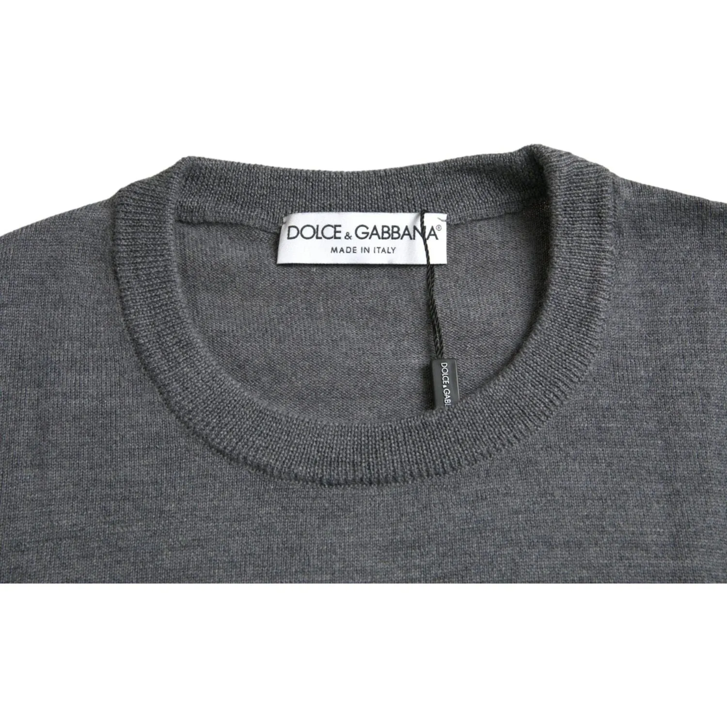 Dolce & Gabbana Dark Gray Wool Crew Neck Pullover Sweater