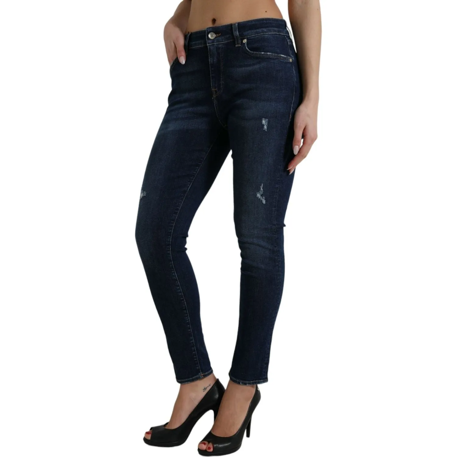 Dolce & Gabbana Elegant Dark Blue Mid Waist Stretch Jeans