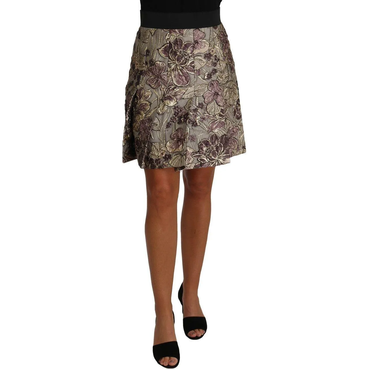 Dolce & Gabbana Elegant Floral A-Line Jacquard Skirt