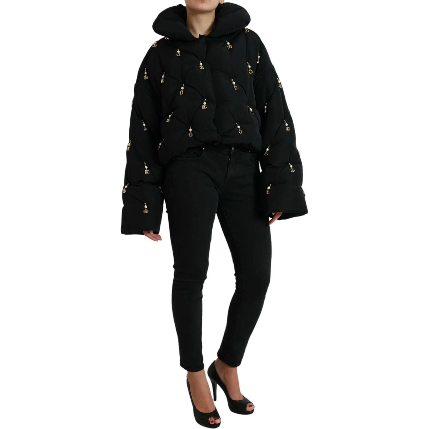 Dolce & Gabbana Elegant Quilted Jacket with Pearl Embellishment