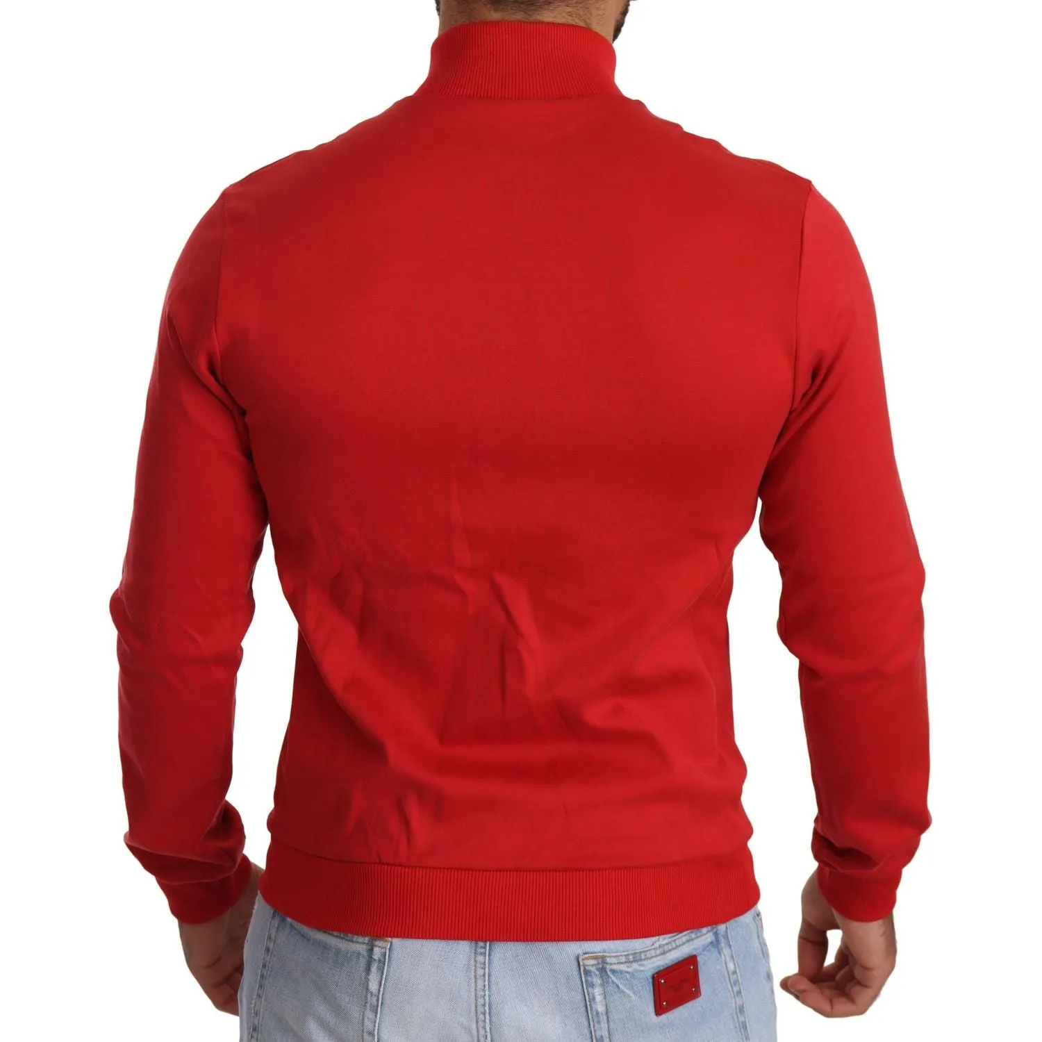 Dolce & Gabbana Elegant Red Full Zip Sweater with DG Motor Club Motif