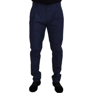 Dolce & Gabbana Elegant Slim Fit Chinos in Blue Silk Blend