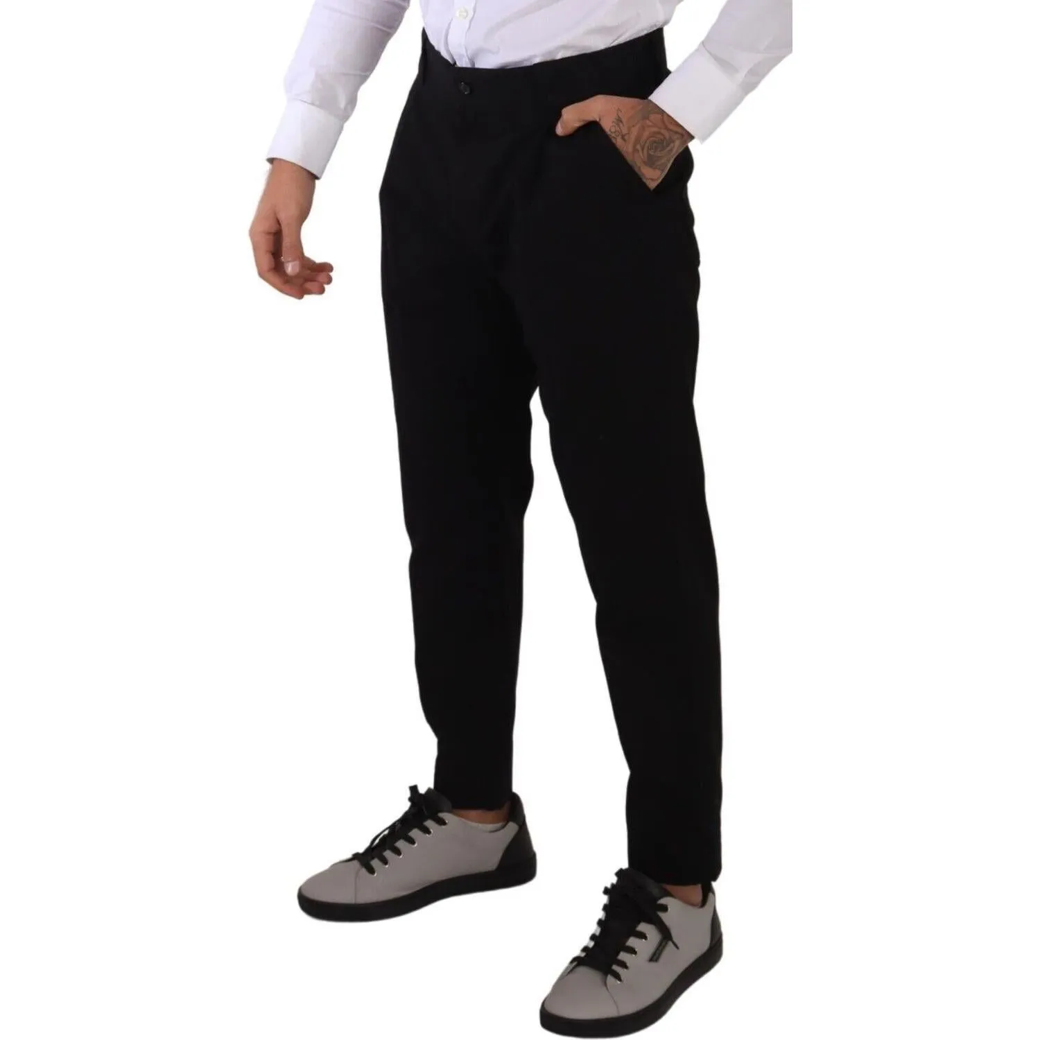 Dolce & Gabbana Elegant Tapered Black Cotton Chinos