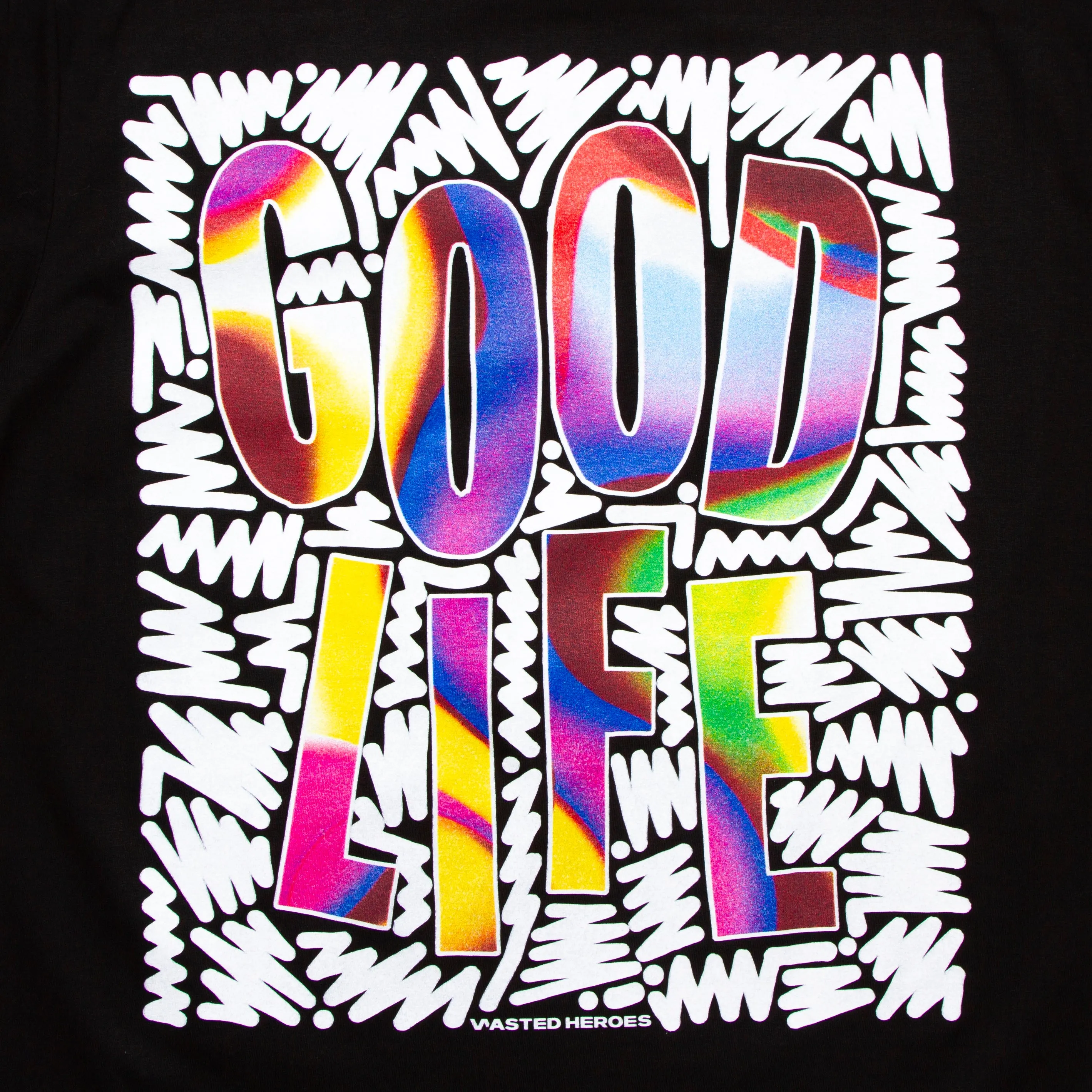 Doodle Good Life 2 Front Print - Tshirt - Black