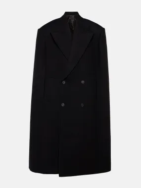 Double-breasted virgin wool cape