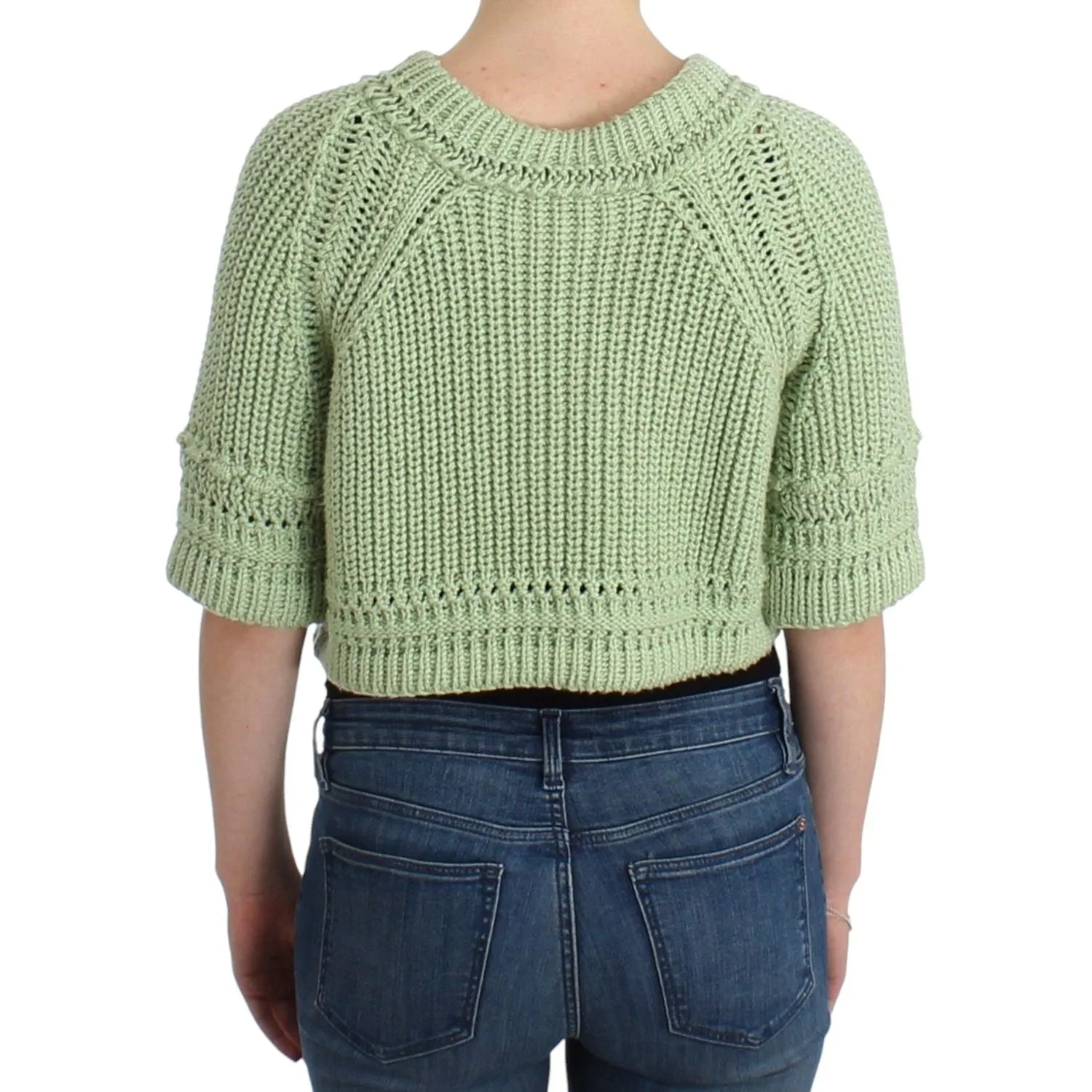 Ermanno Scervino Chic Green Cropped Cotton Sweater