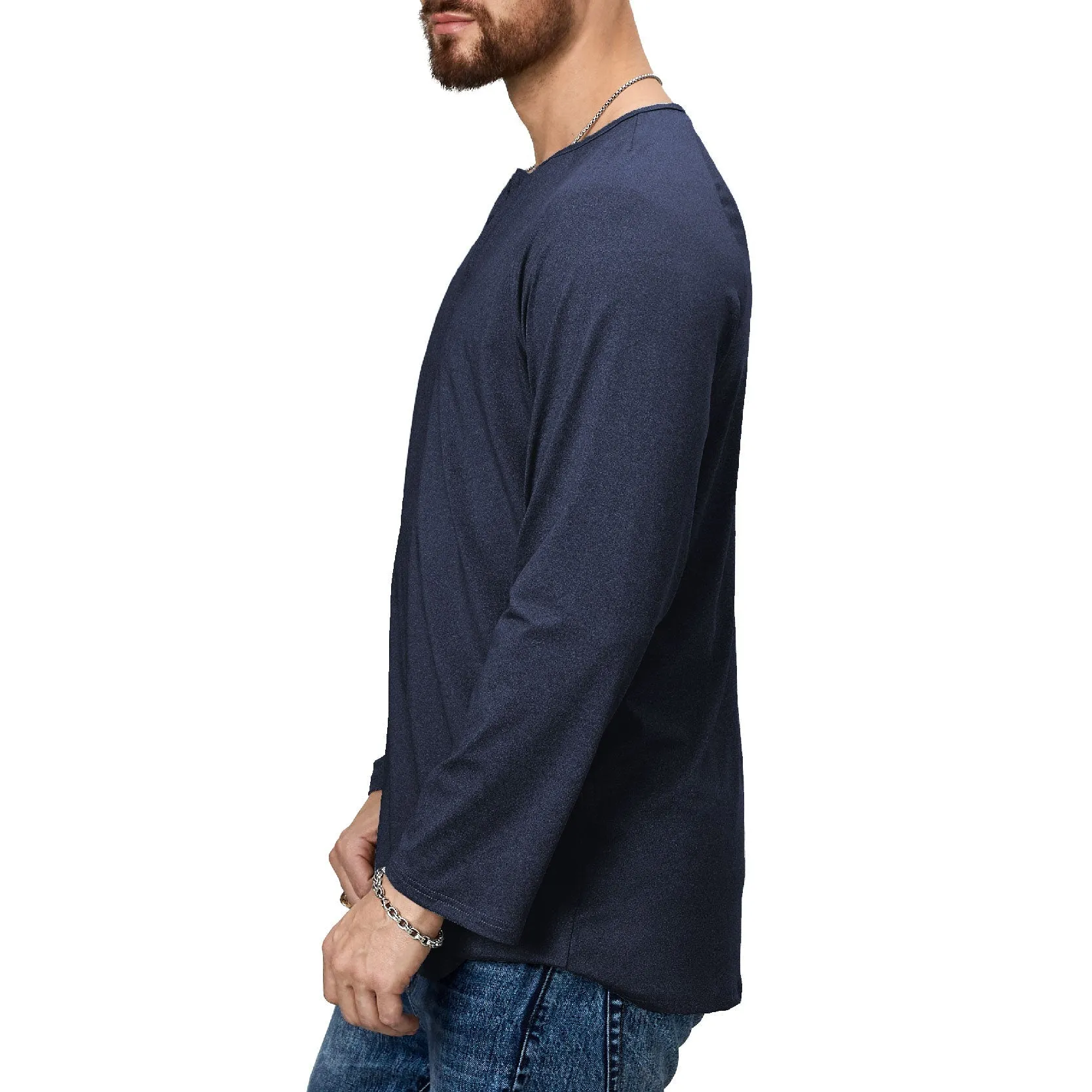 ESSENTIALS BUTTON HENLEY QUICK DRY LONG SLEEVE HENLEY SHIRT