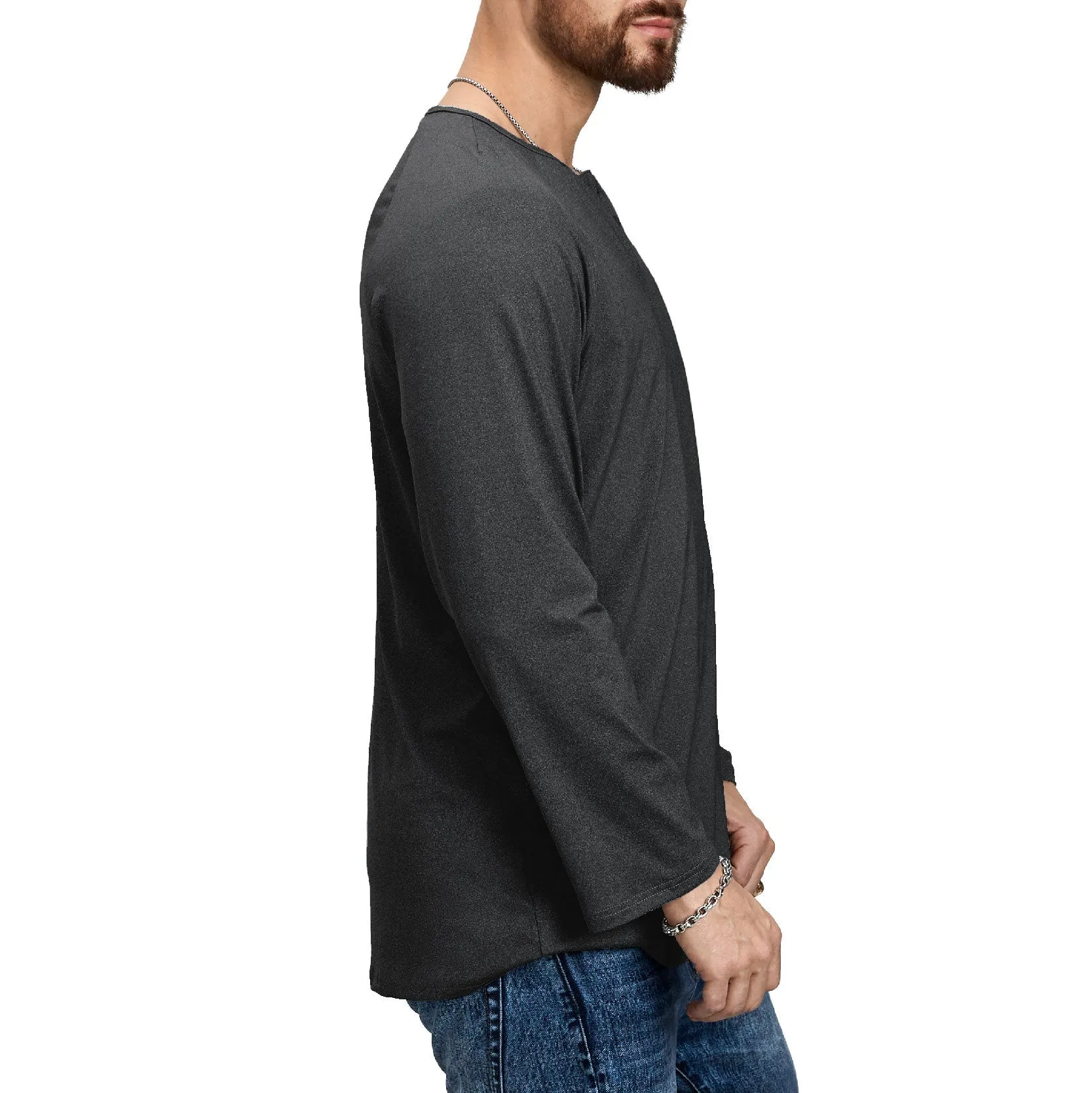 ESSENTIALS BUTTON HENLEY QUICK DRY LONG SLEEVE HENLEY SHIRT