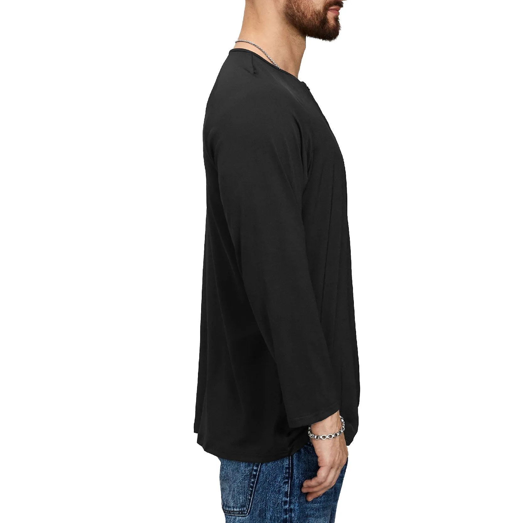 ESSENTIALS BUTTON HENLEY QUICK DRY LONG SLEEVE HENLEY SHIRT