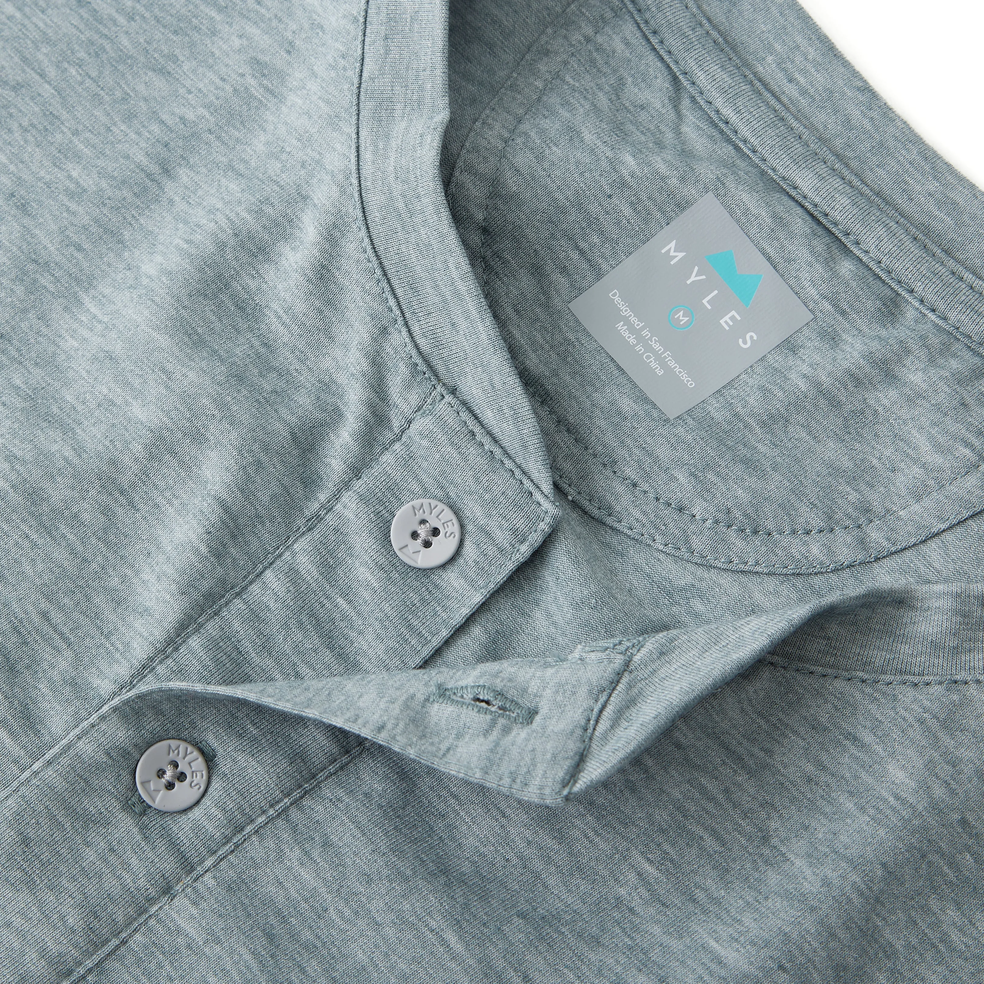 Everyday Henley Long Sleeve in Heather Steely Blue