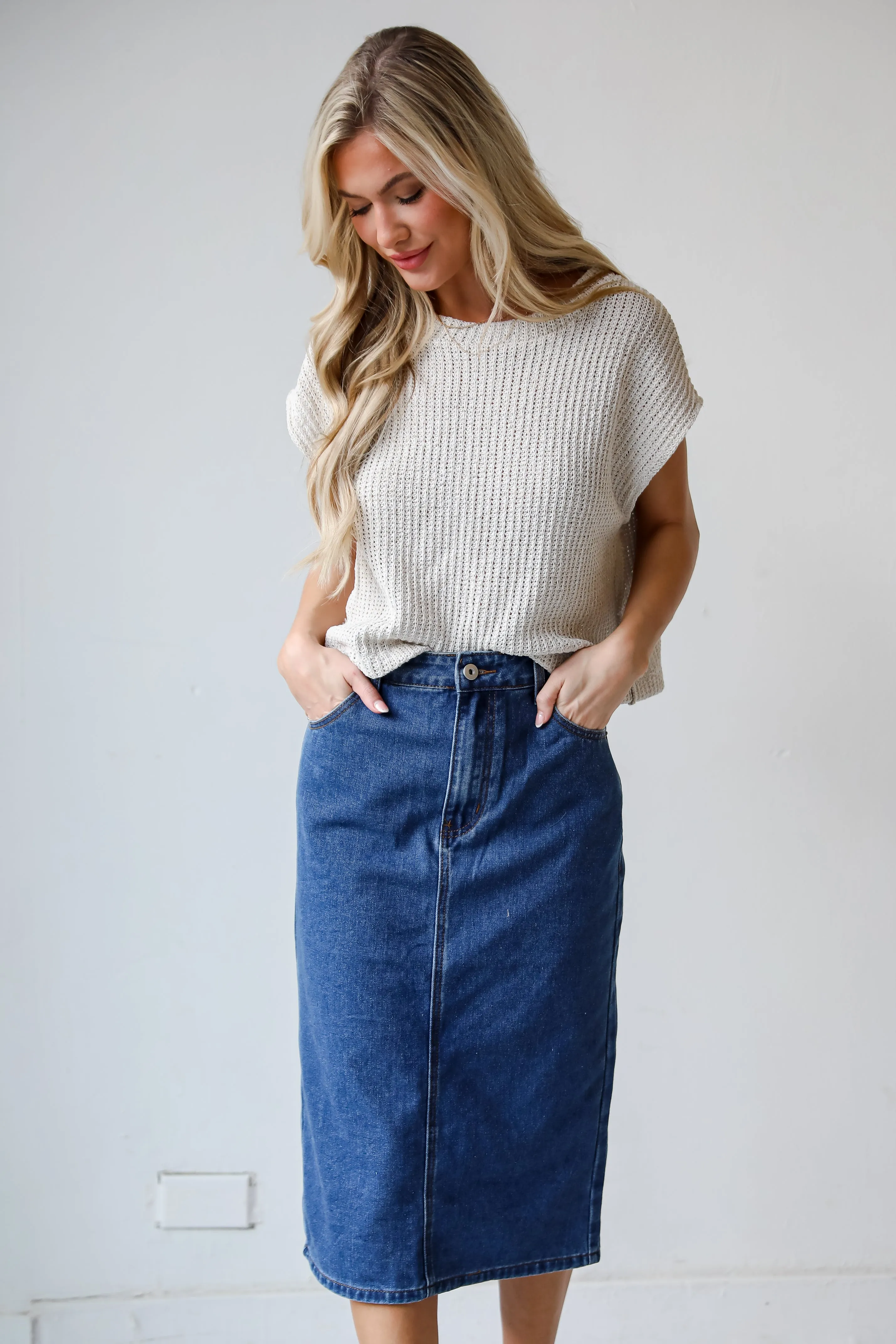 FINAL SALE - Uniquely Trendsetting Denim Midi Skirt