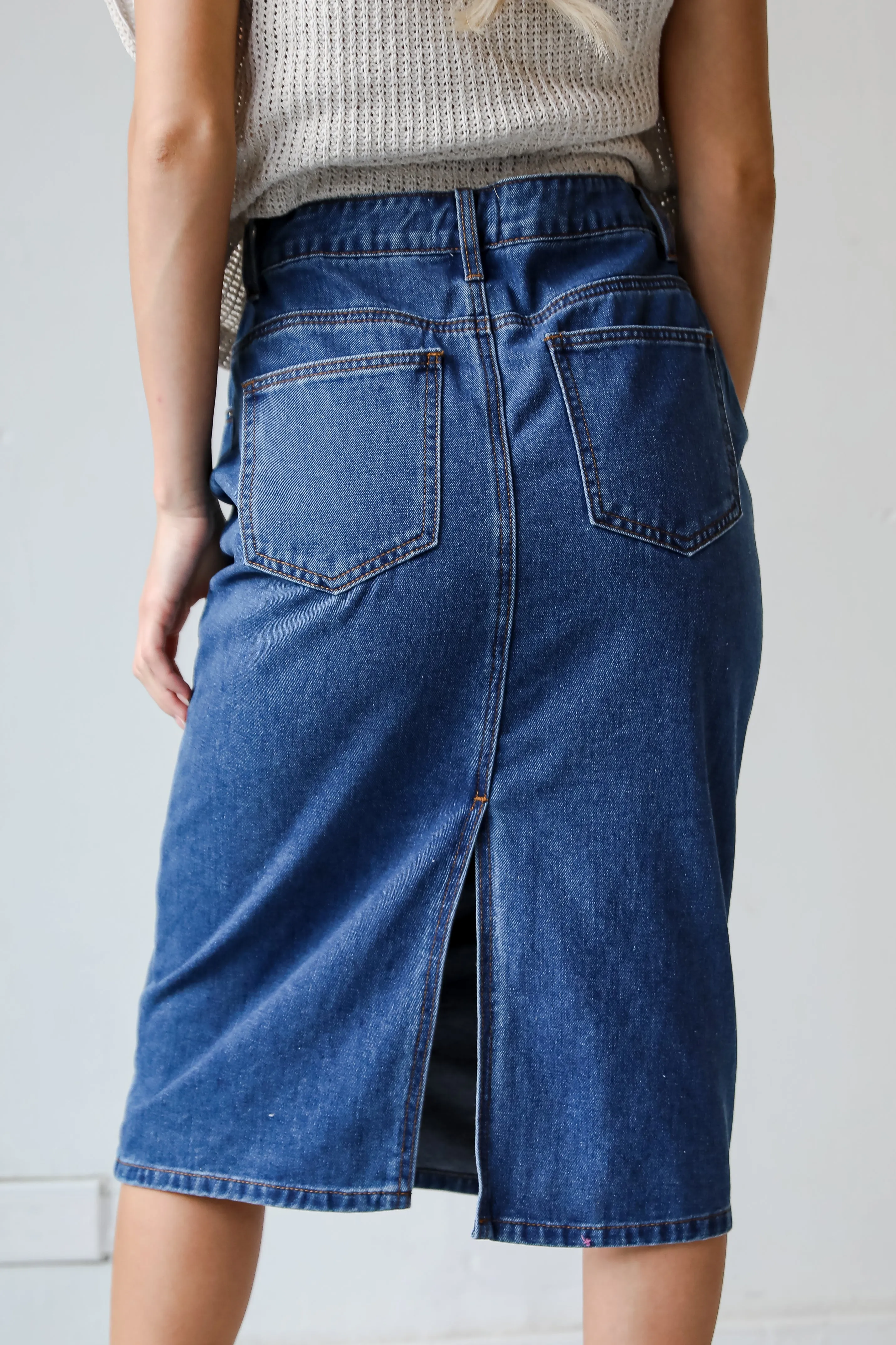 FINAL SALE - Uniquely Trendsetting Denim Midi Skirt