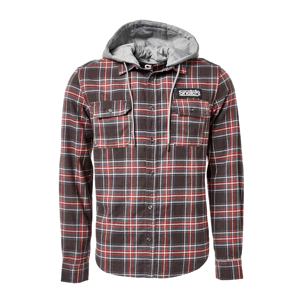 Flanno With Hood Long Sleeve Charcoal