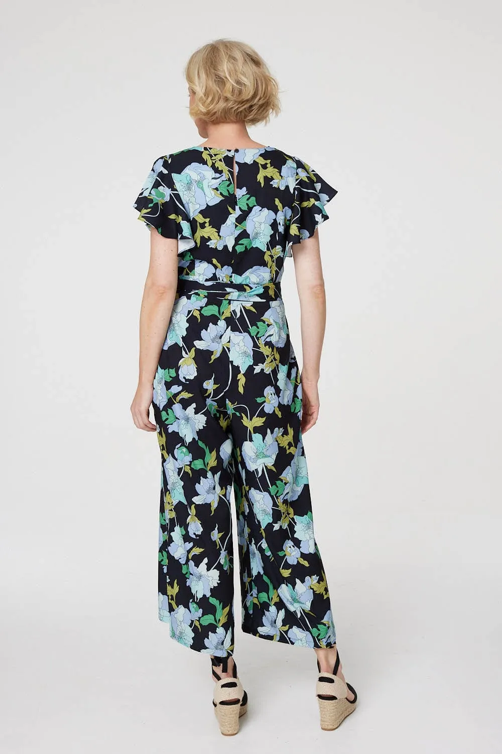 Floral Cropped Wide Leg Jumpsuit