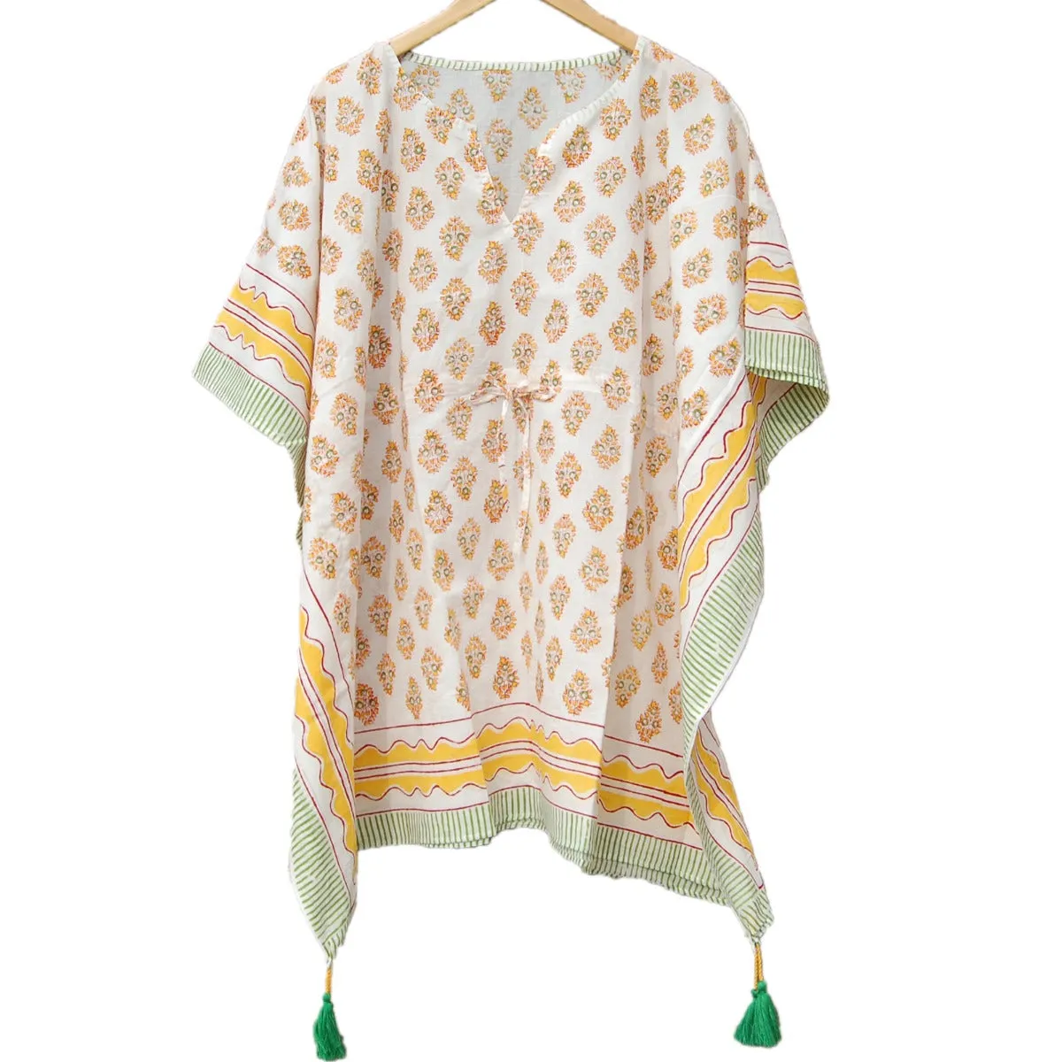 Floral Printed Cotton Caftan Poncho, Daily Wear kaftan Dress