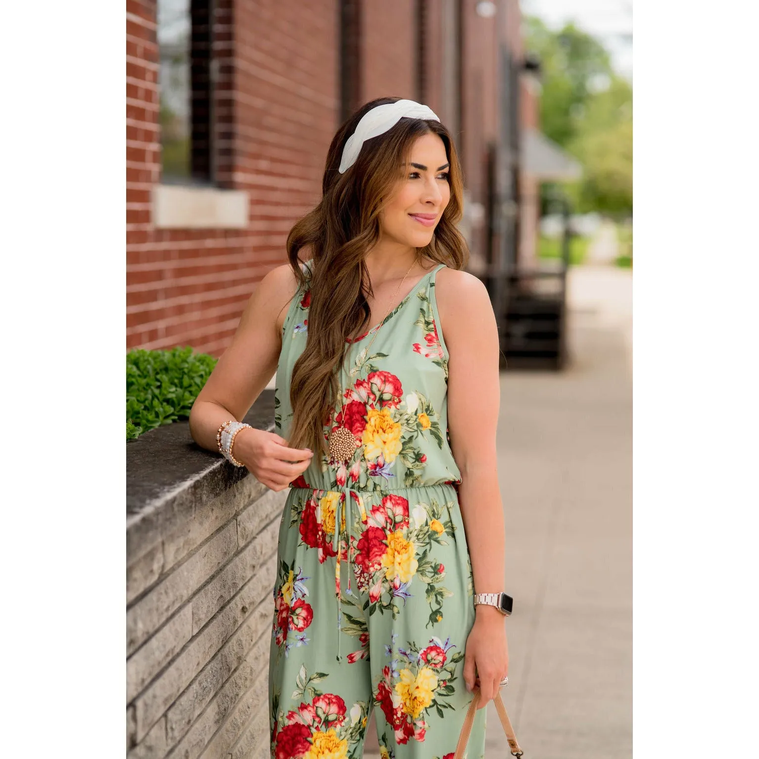 Floral Tie Waist Jumpsuit