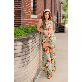 Floral Tie Waist Jumpsuit