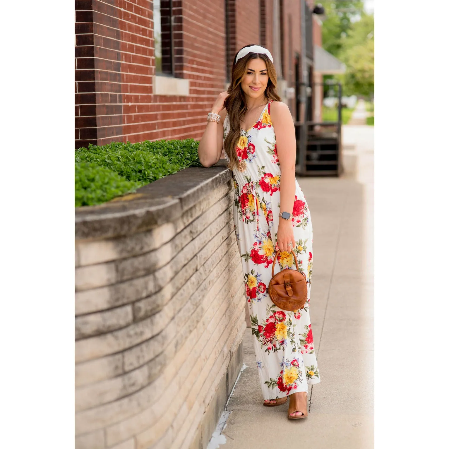 Floral Tie Waist Jumpsuit