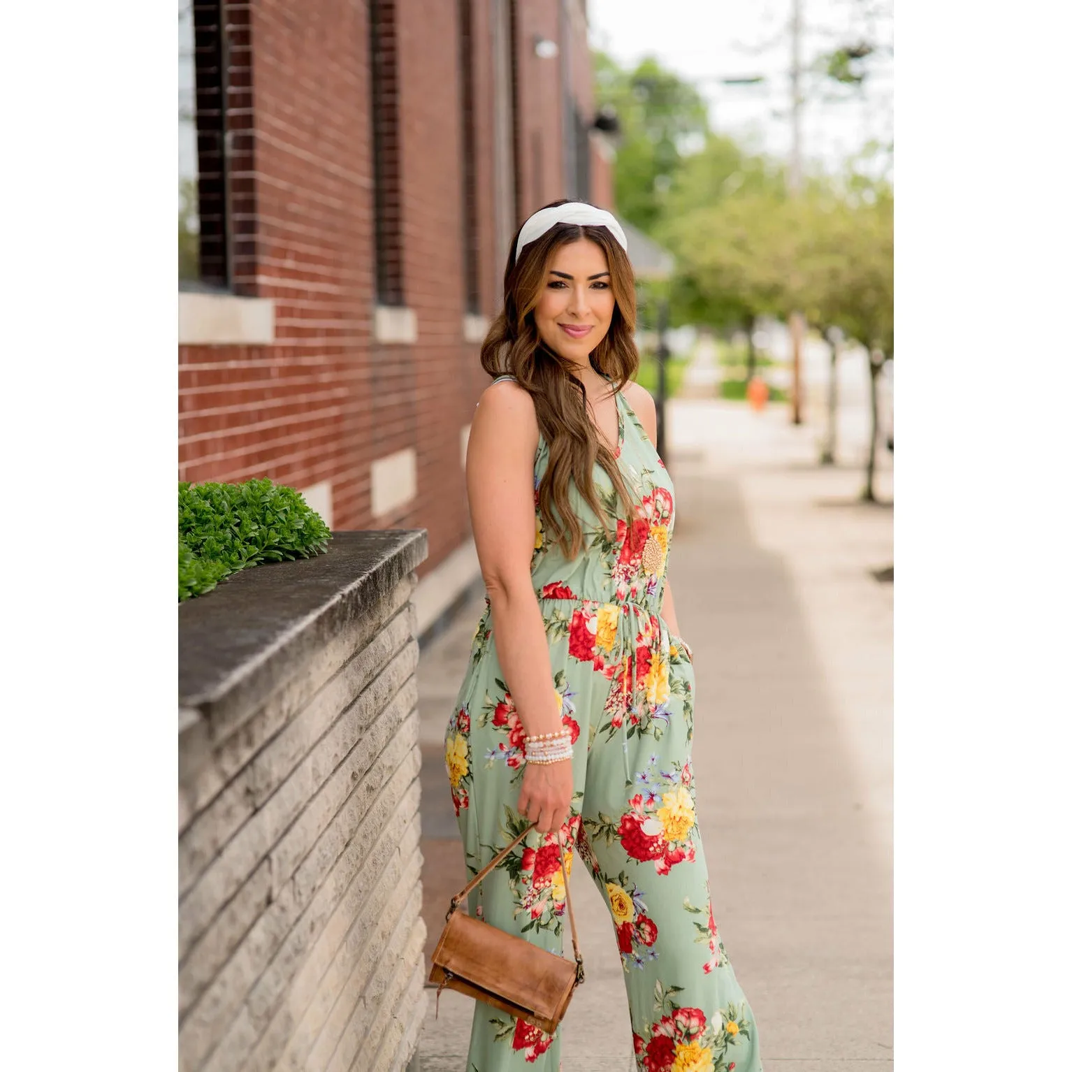 Floral Tie Waist Jumpsuit