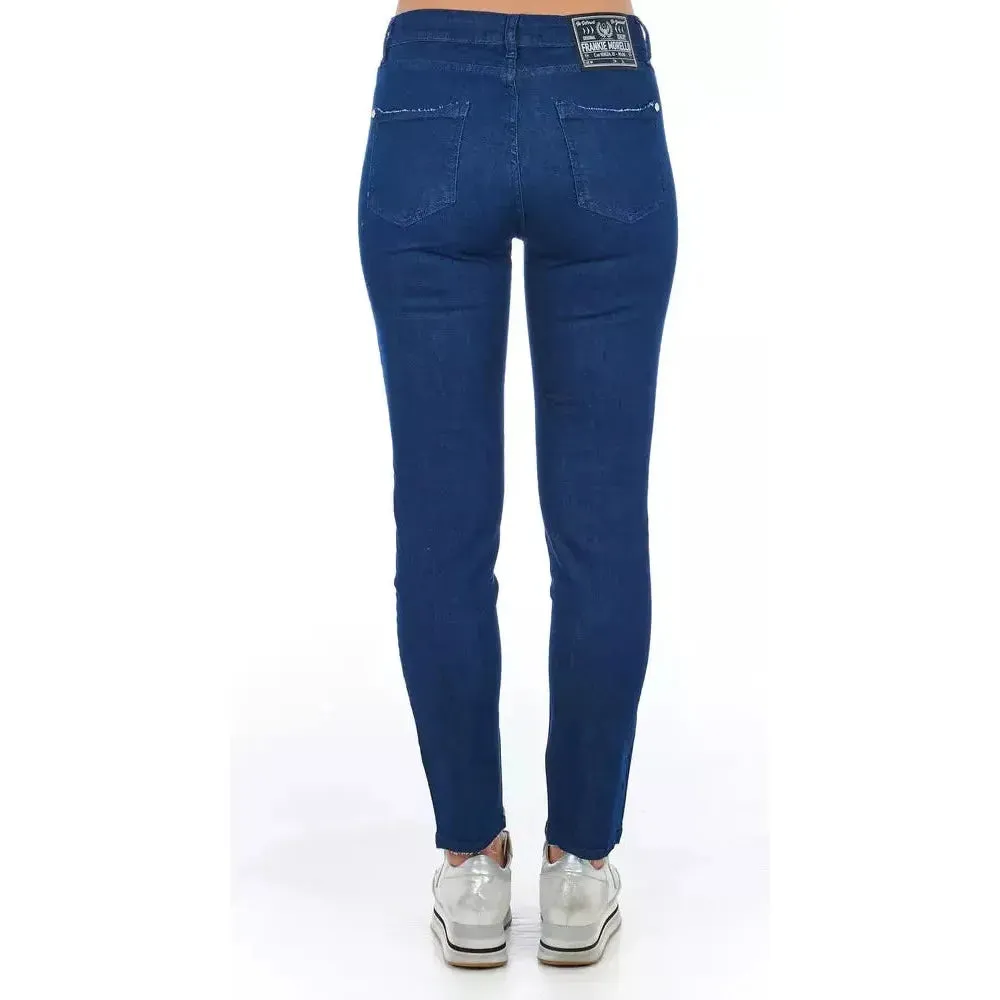 Frankie Morello Blue Cotton Women Skinny Jean