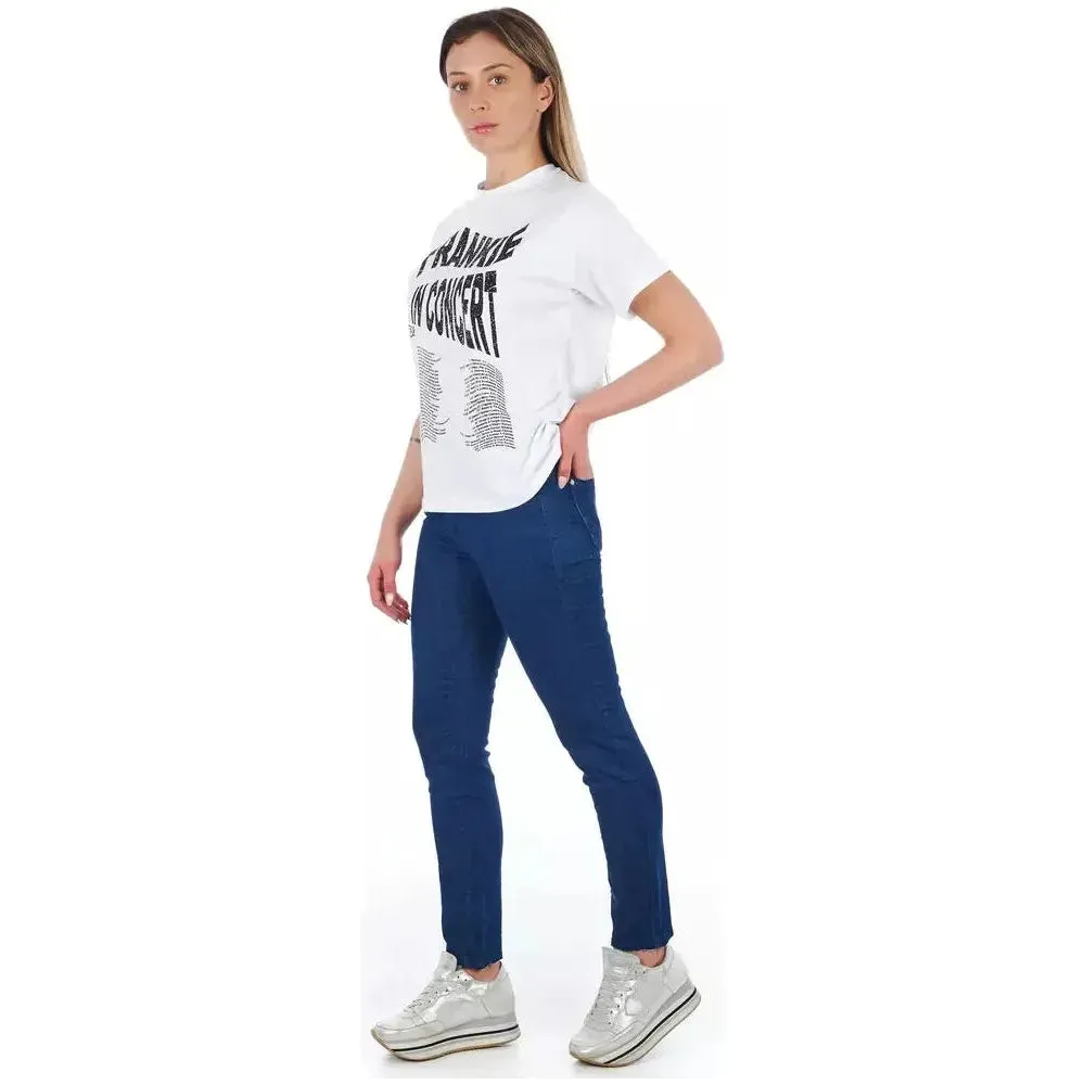 Frankie Morello Blue Cotton Women Skinny Jean