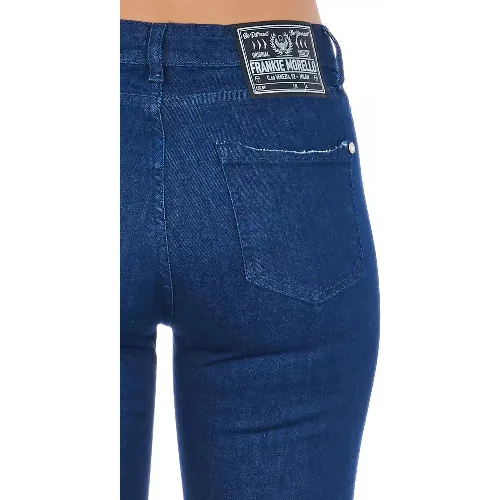 Frankie Morello Blue Cotton Women Skinny Jean