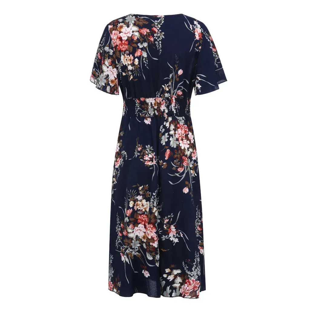 Funki Buys | Dresses | Women's Plus Floral Chiffon Flower Dress