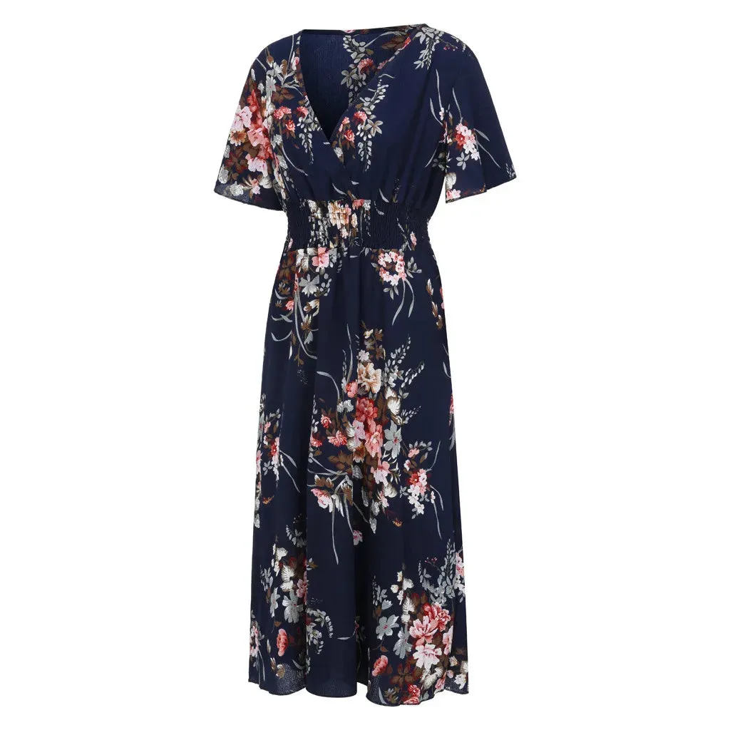 Funki Buys | Dresses | Women's Plus Floral Chiffon Flower Dress