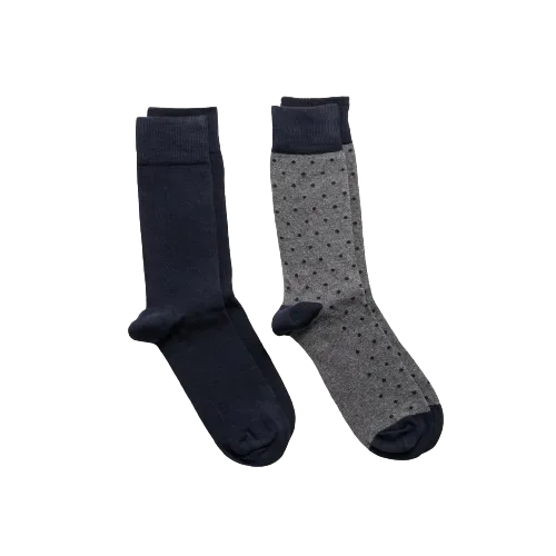 GANT - 2 Pack Gant Dot and Solid Colour Socks - Charcoal | Blue