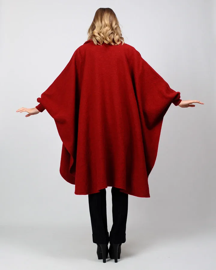 Garnet Red Wool Cape Coat