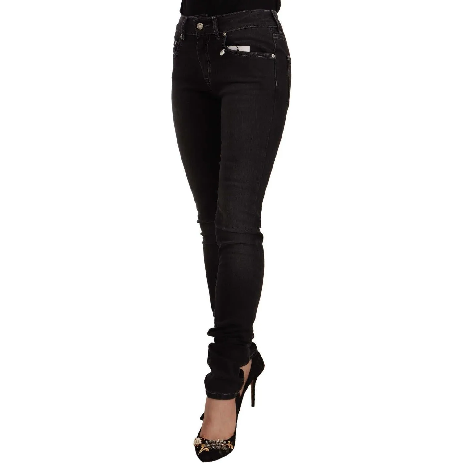 GF Ferre Chic Slim-Fit Black Washed Jeans