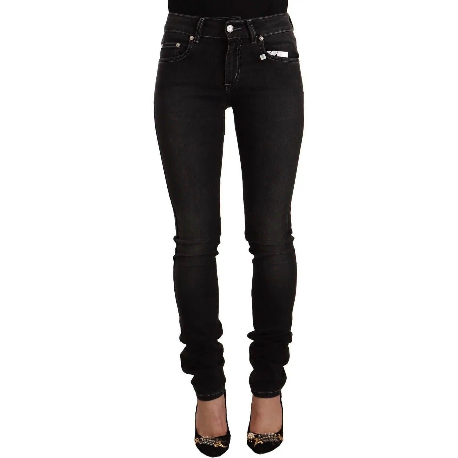 GF Ferre Chic Slim-Fit Black Washed Jeans