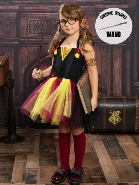 Girls Red and Gold Wizard School Tutu Costume Dress