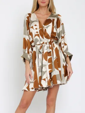 Giving Thanks Dolman Sleeve Tie Waist Mini Dress