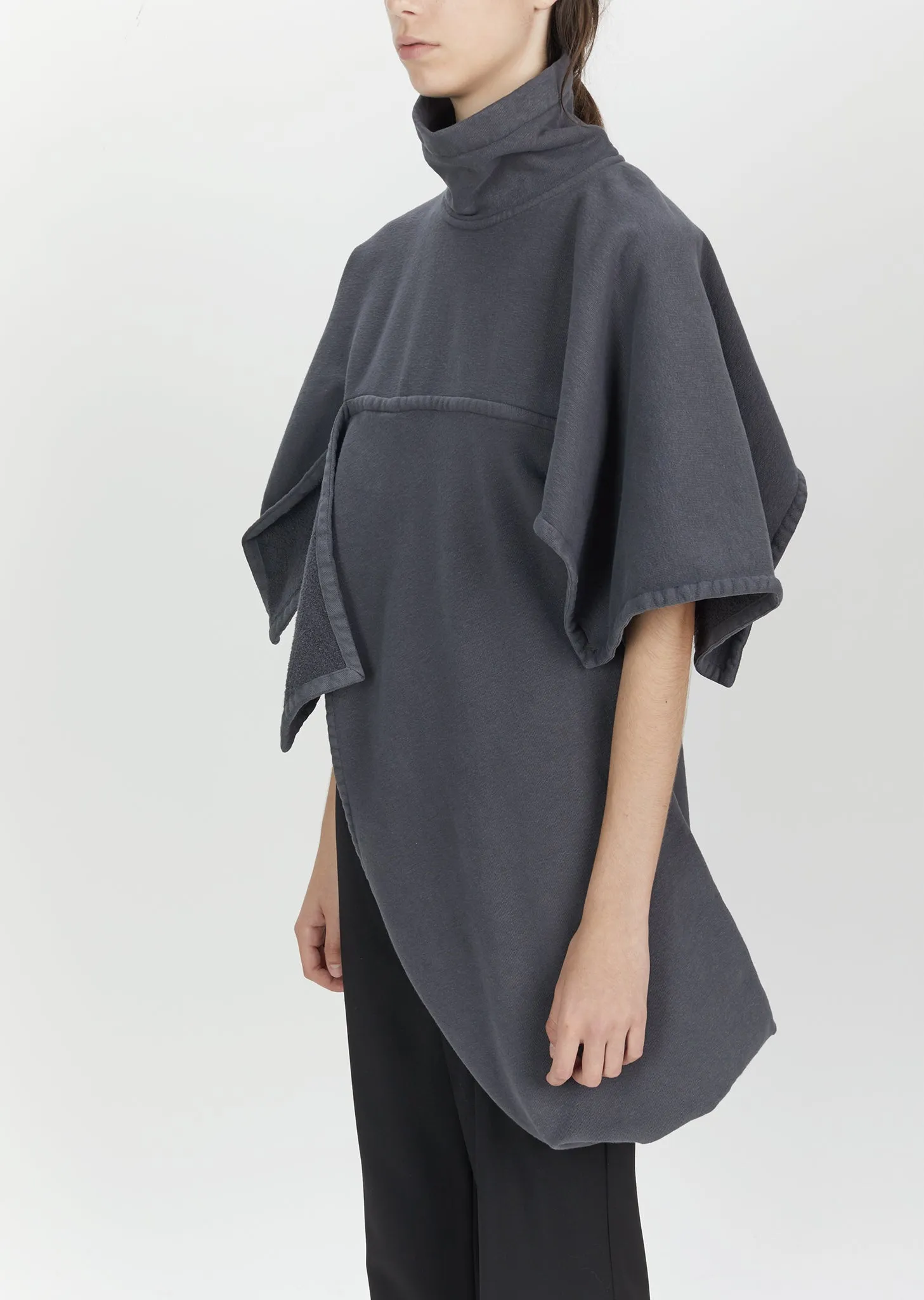 Graphite Asymmetric High Collar Jersey Top