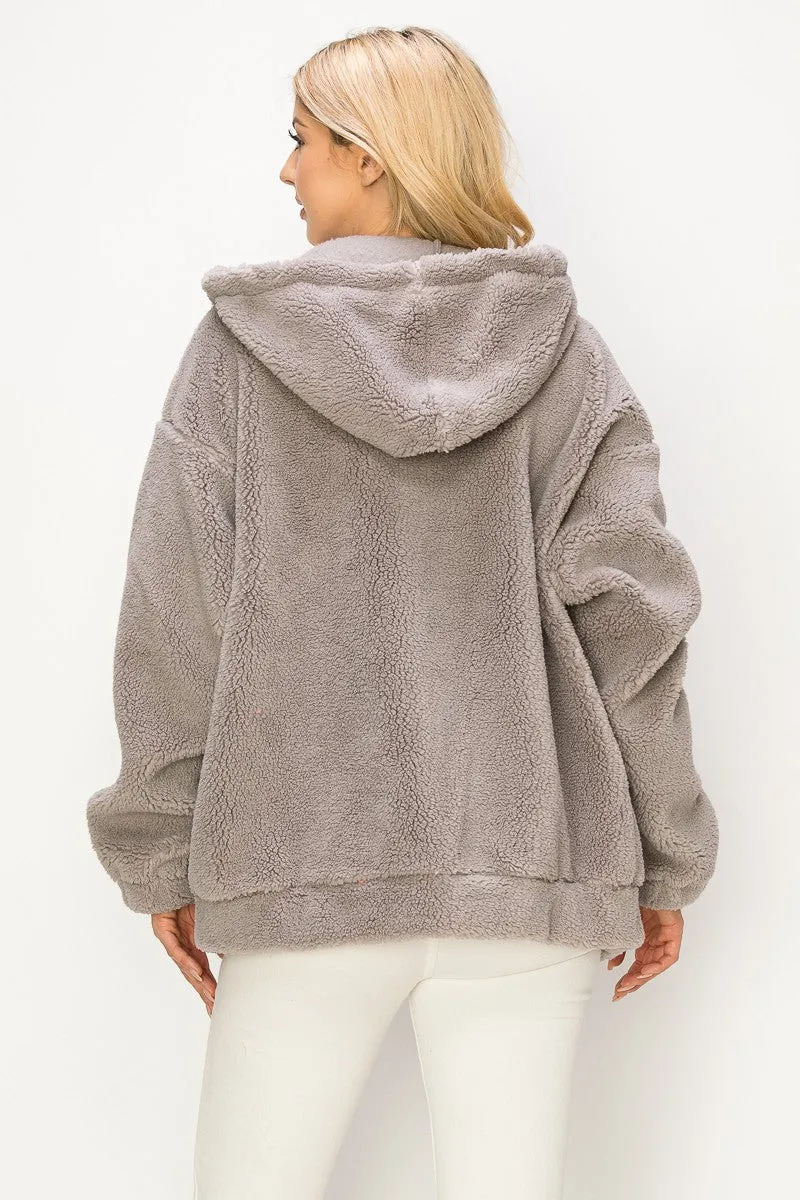 Grey Snowfall Sherpa Jacket