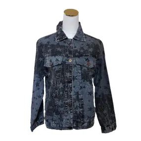 GRINGO FAIR TRADE Blue Stonewashed Star Print Jacket