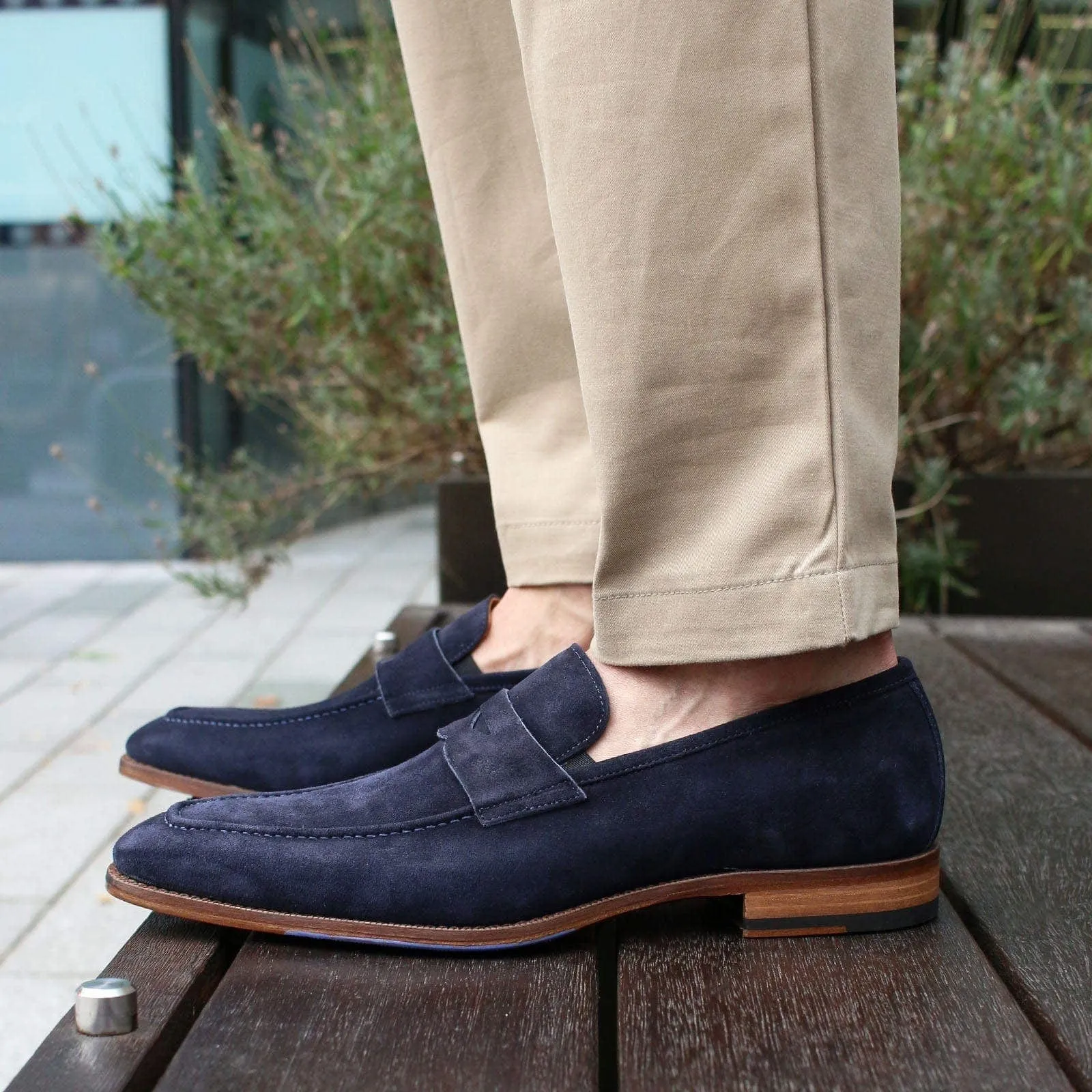 Hampton Penny Loafer Navy Blue Suede