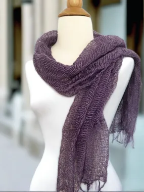 Handwoven Open Weave Cotton Scarf - Plum