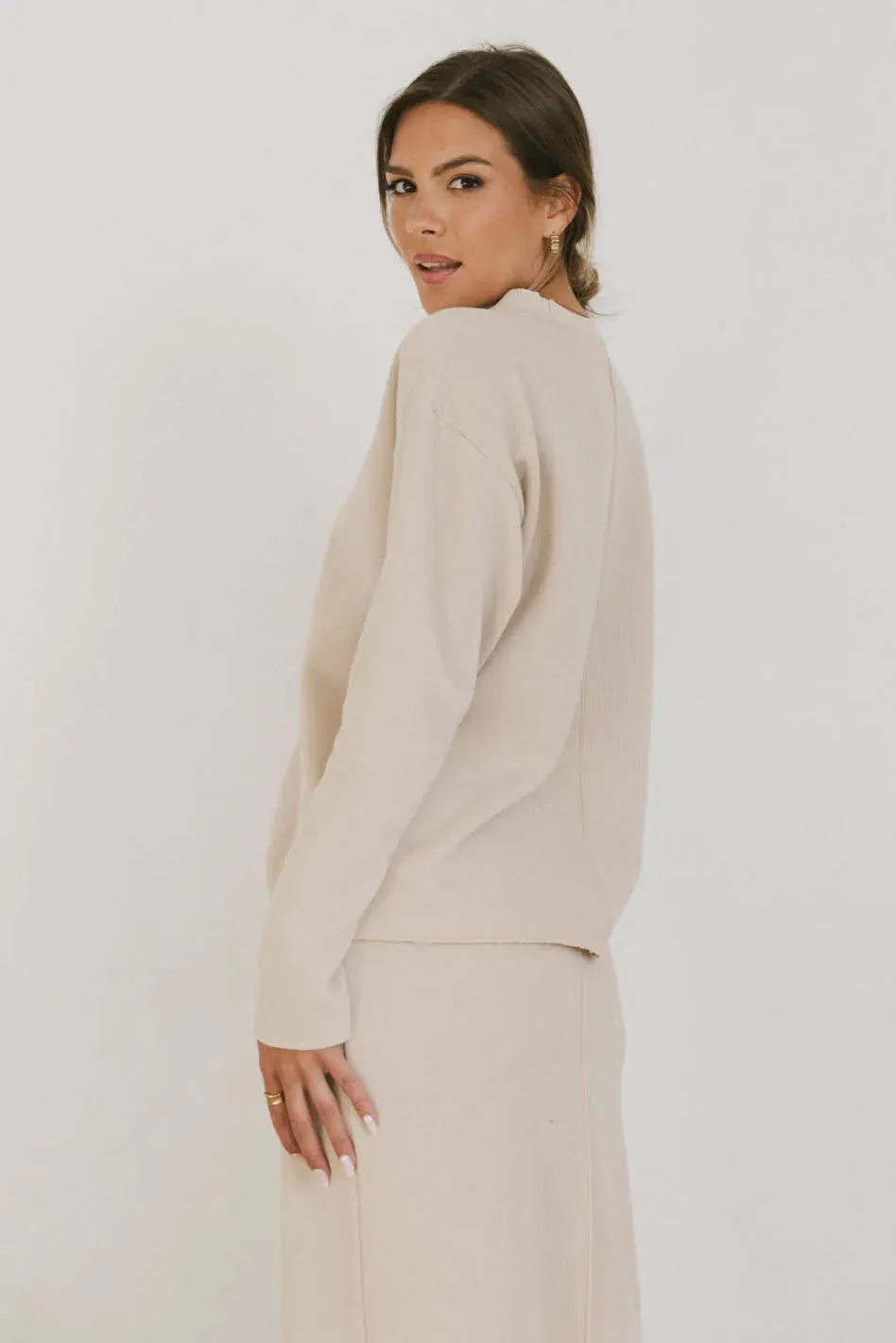 Harden Sweater Top in Taupe