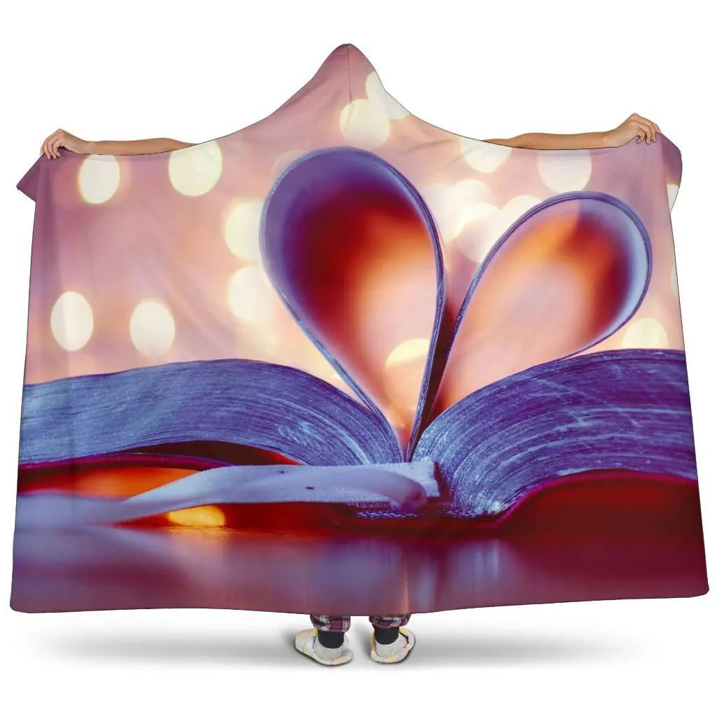 heart shaped book pages hooded blanket