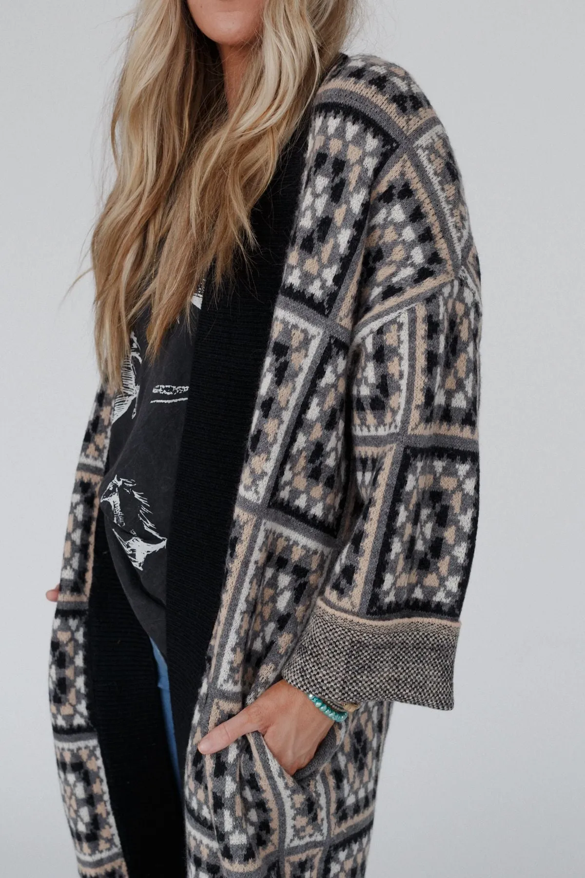 Heirloom Blooms Duster Cardigan - Black