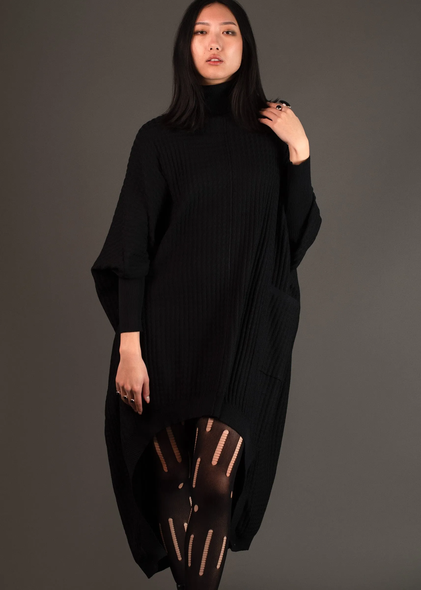 High Low Zigzag Tunic Sweater