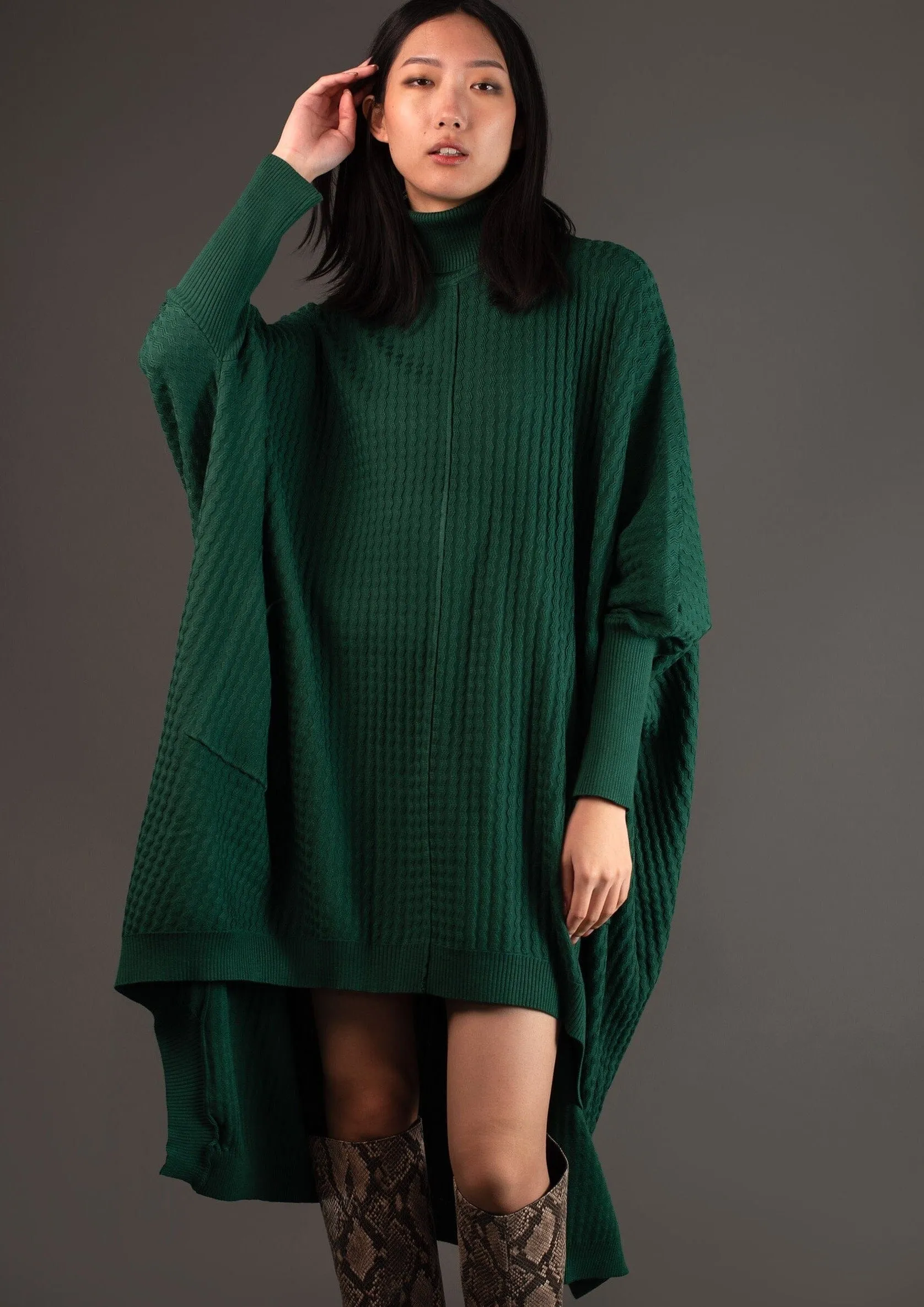 High Low Zigzag Tunic Sweater