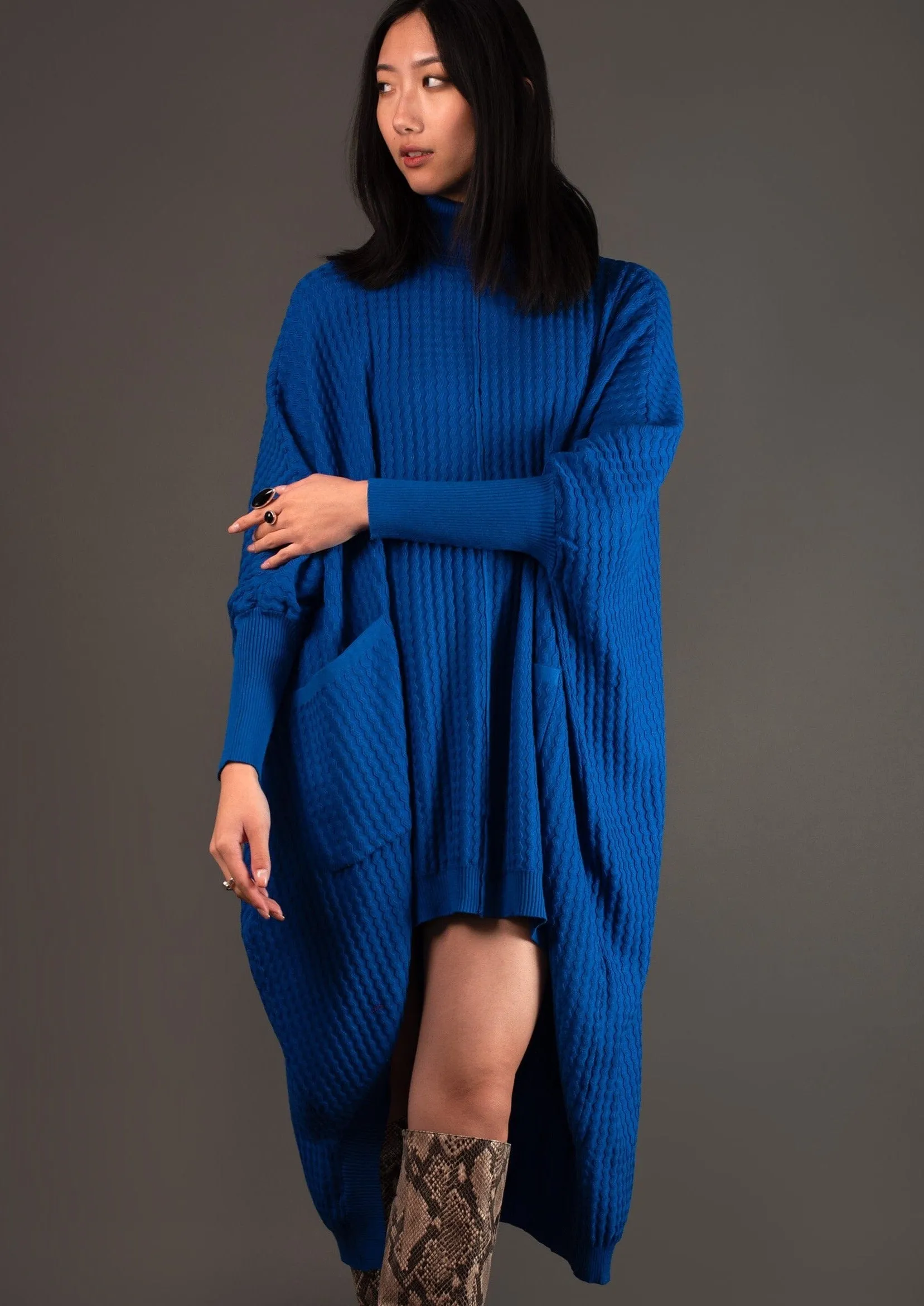 High Low Zigzag Tunic Sweater