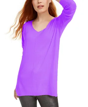 Hippie Rose Juniors' V-Neck Tunic Sweater Purple Size Medium